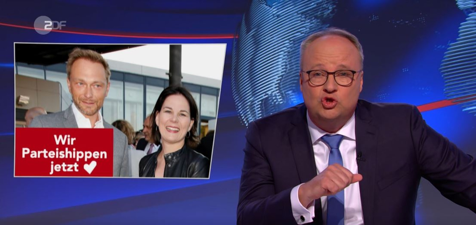 Ein Foto von Lindner (l.) und Baebock (r.) mit der Bildunterschrift „Wir Parteishippen jetzt“.