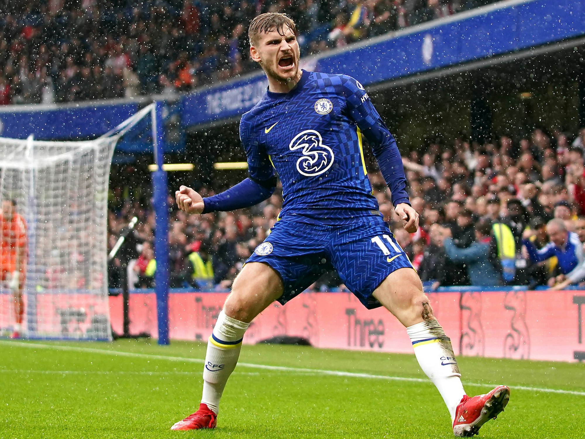 Timo Werner vom FC Chelsea jubelt nach seinem Tor gegen Southampton.