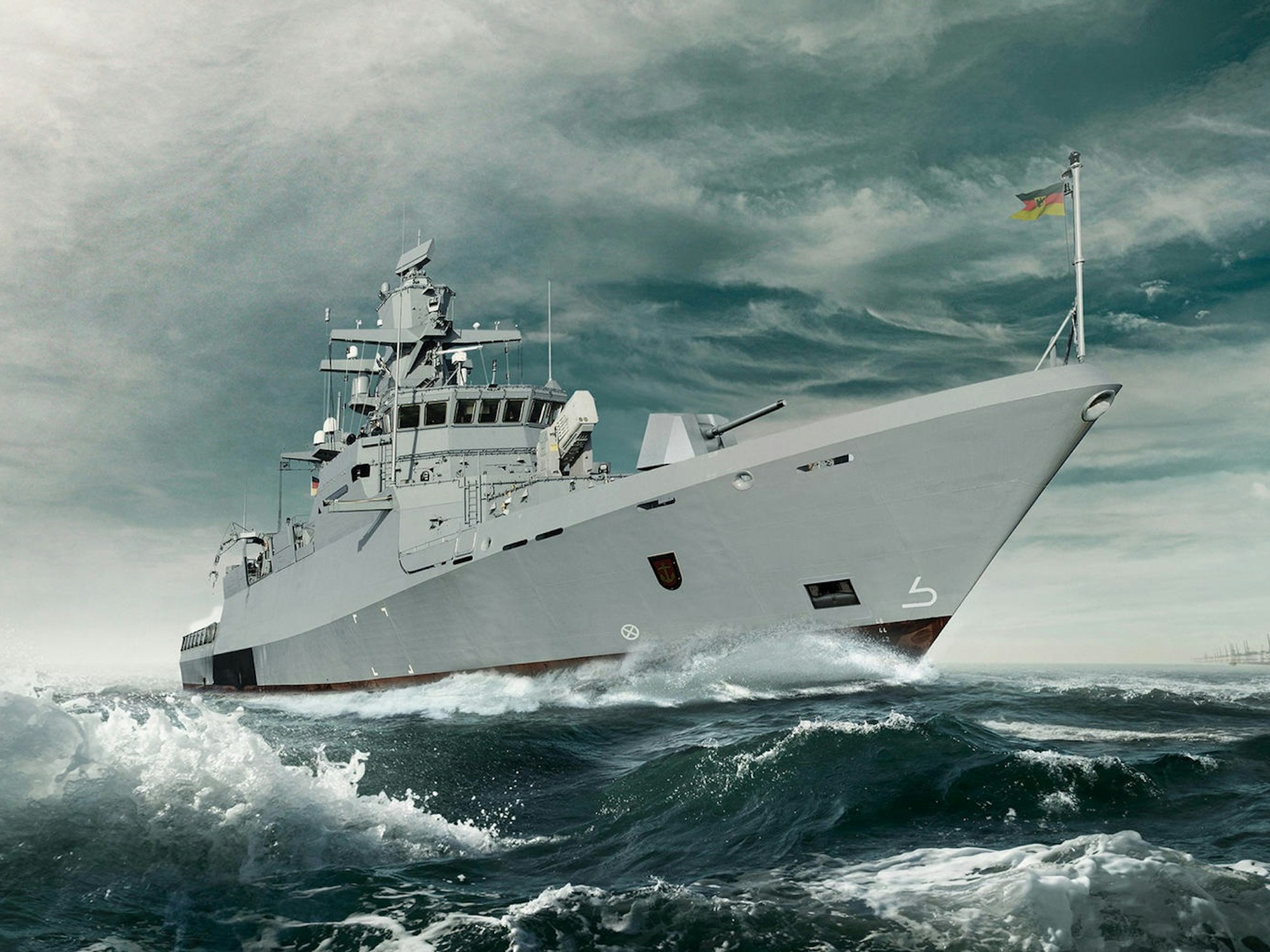 Das Kriegsschiff Köln auf dem Wasser