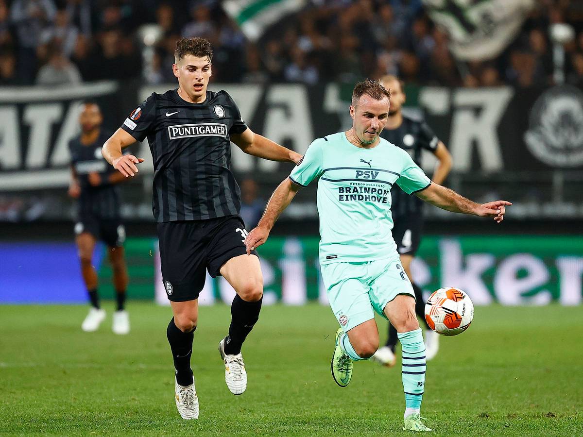 Mario Götze von der PSV Eindhoven im Spiel gegen Sturm Graz.