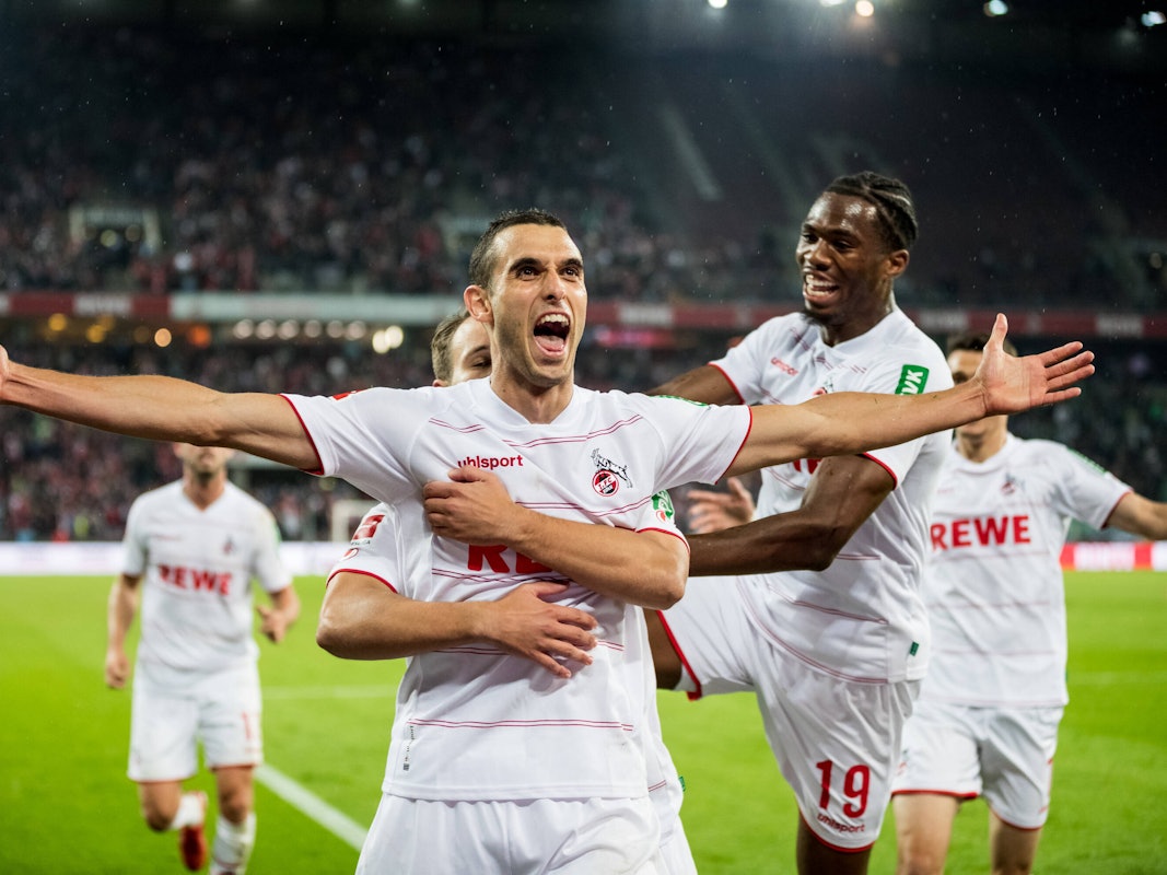 Ellyes Skhiri jubelt für den 1. FC Köln gegen Greuther Fürth.
