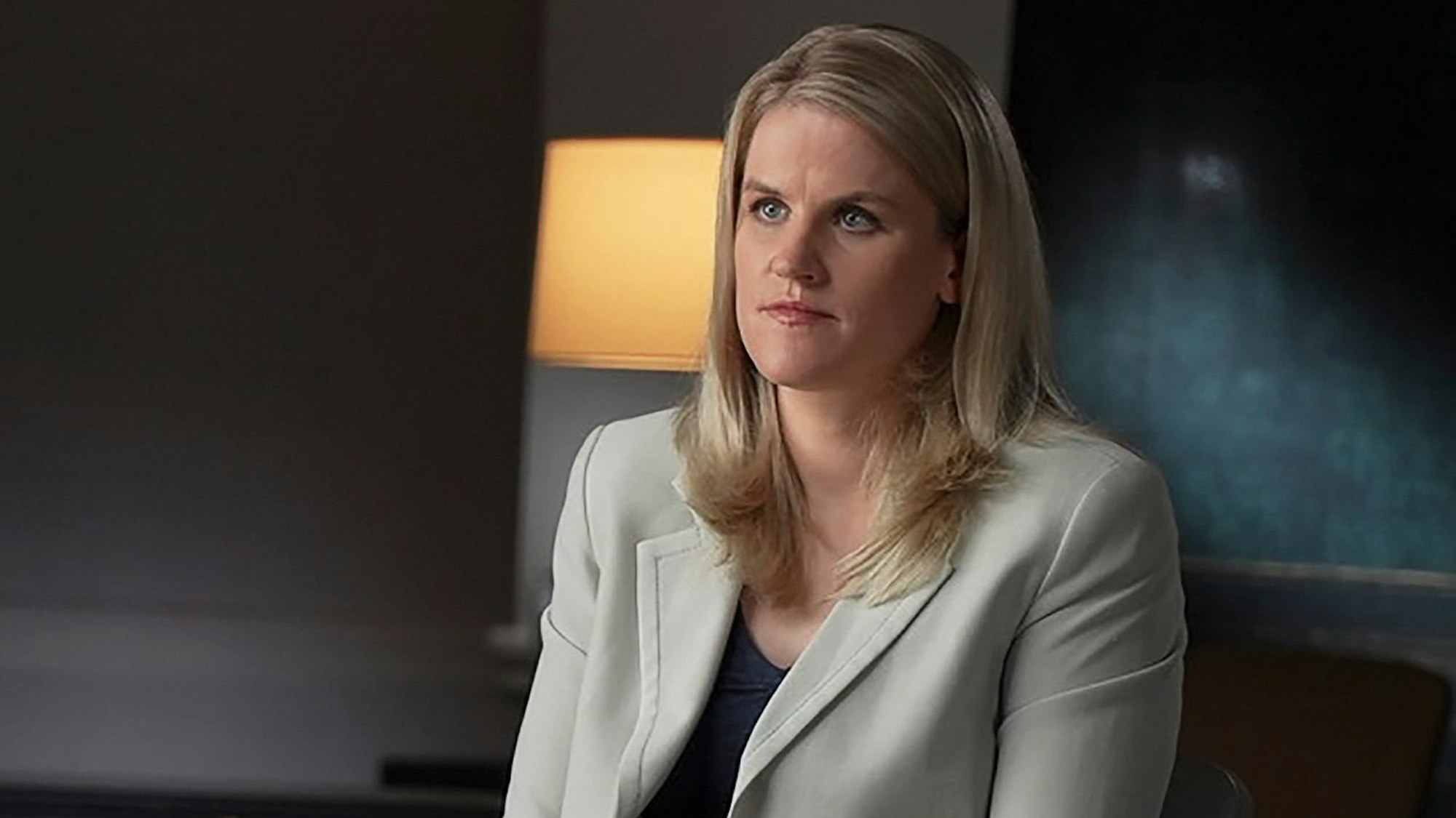 Facebook-Whistleblowerin Frances Haugen am 3. Oktober 2021 im Gespräch mit Scott Pelley vom Sender CBS.