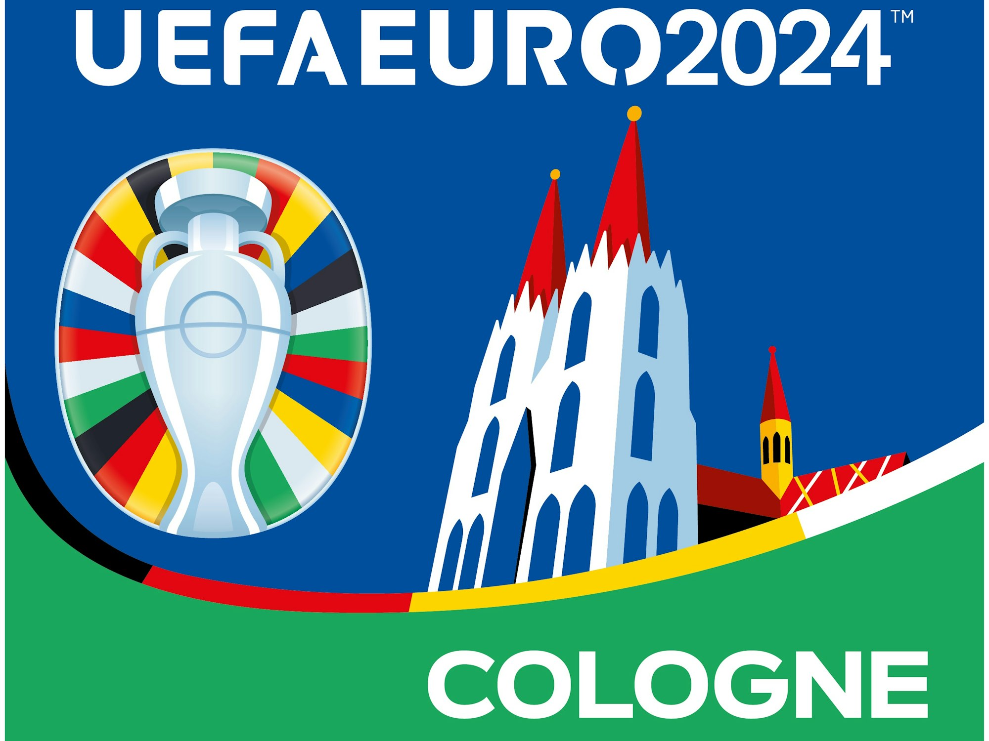 Das Logo für Köln als Austragungsort der EM 2024 zeigt den Kölner Dom.