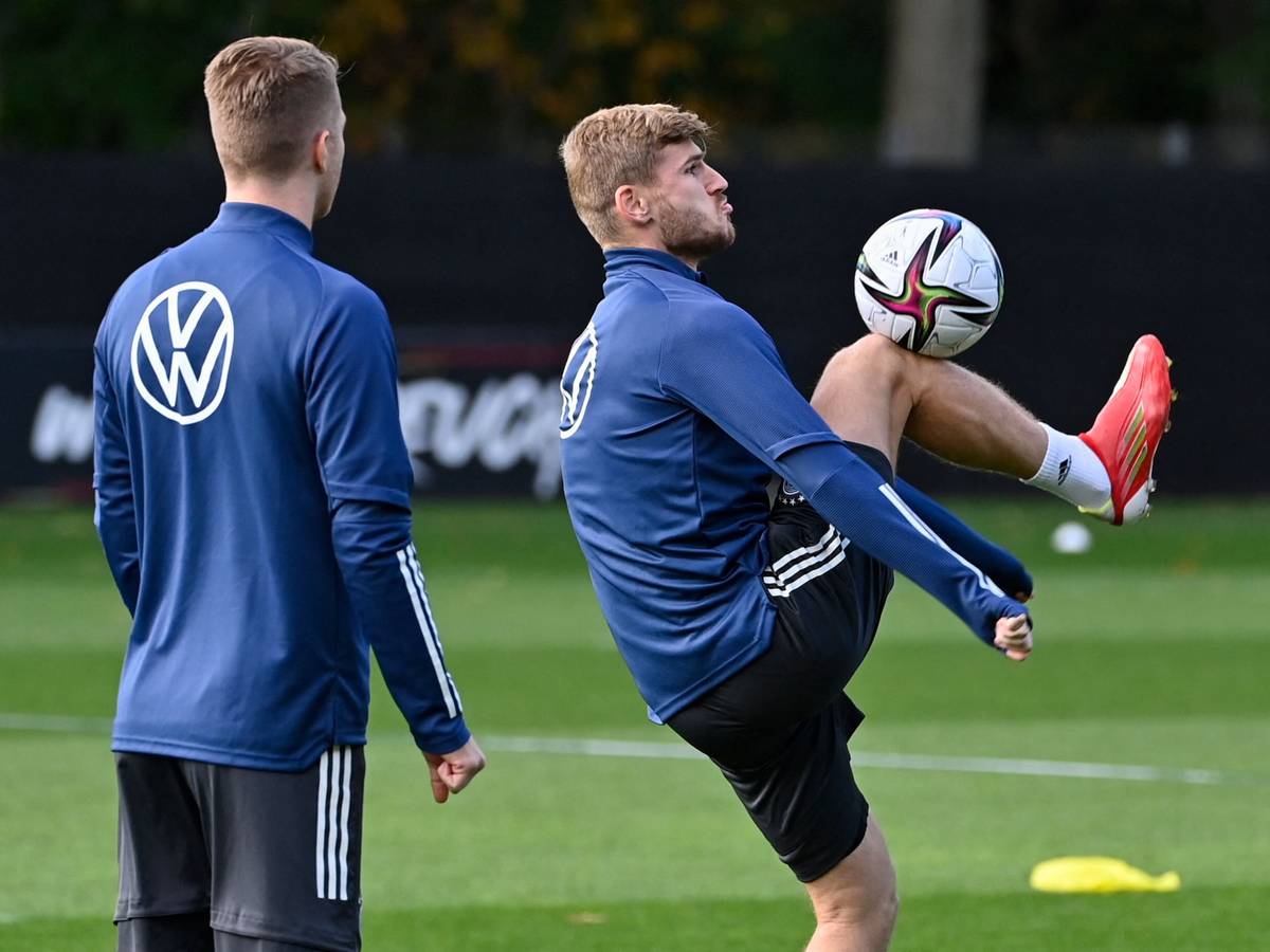 Deutschlands Stürmer Timo Werner beim Training der DFB-Elf.