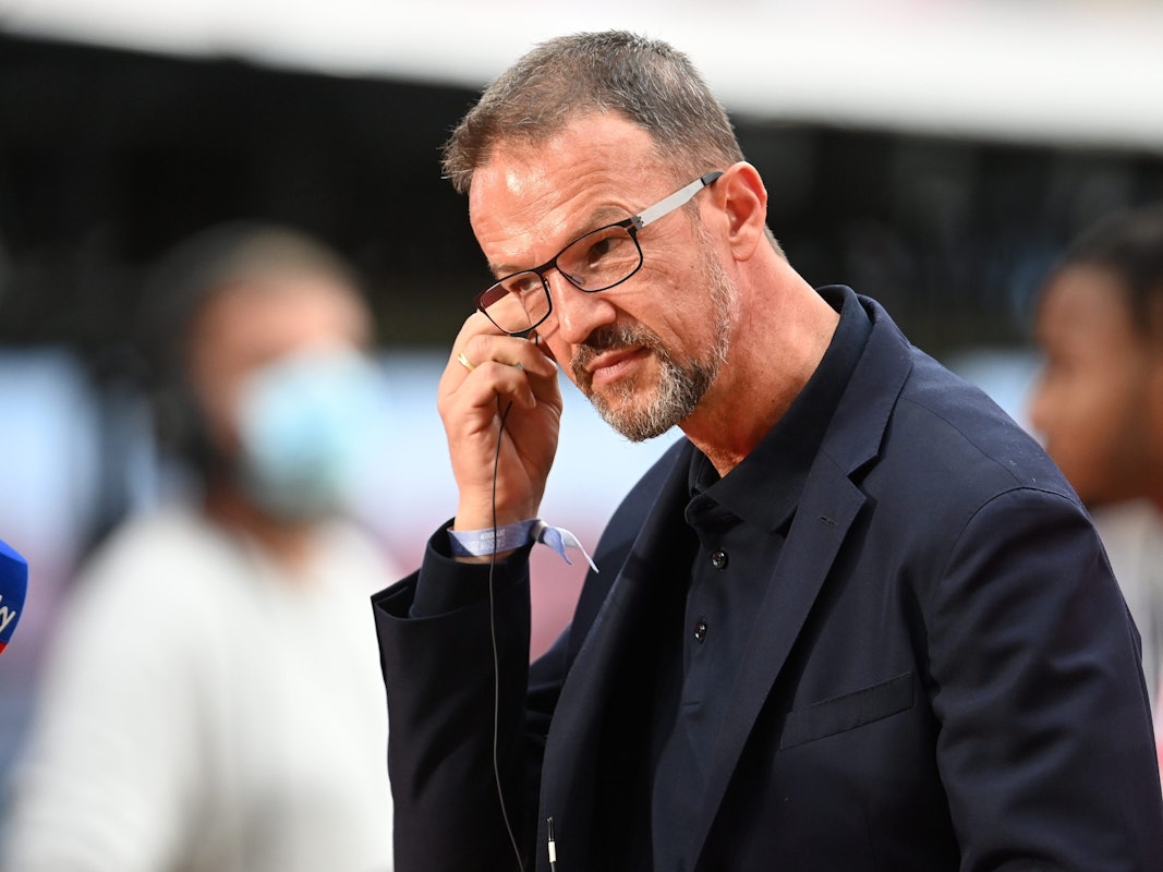 Fredi Bobic, Sport-Geschäftsführer von Hertha BSC, gibt nach dem Spiel ein Interview.