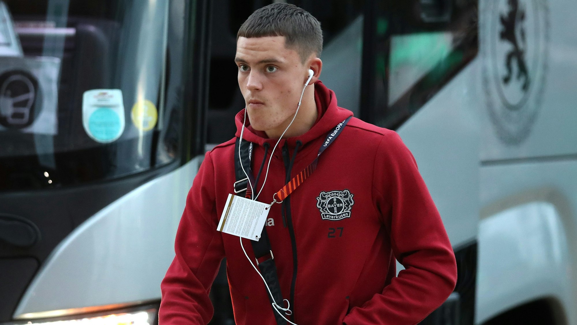 Leverkusens Florian Wirtz kommt am Stadion in Glasgow an.