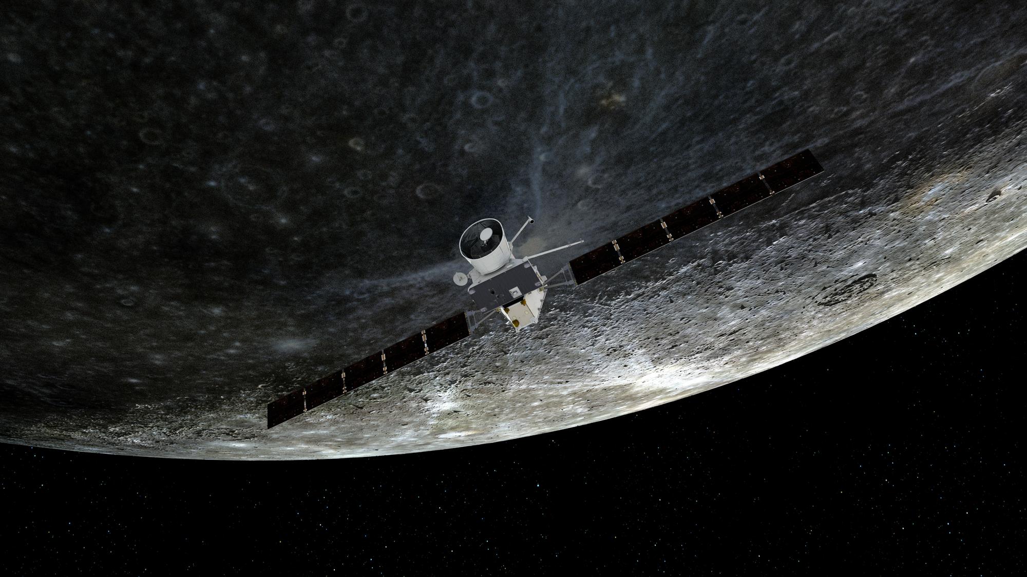 Künstlerische Darstellung des Vorbeiflugs von «BepiColombo» am Merkur am 1. Oktober 2021.
