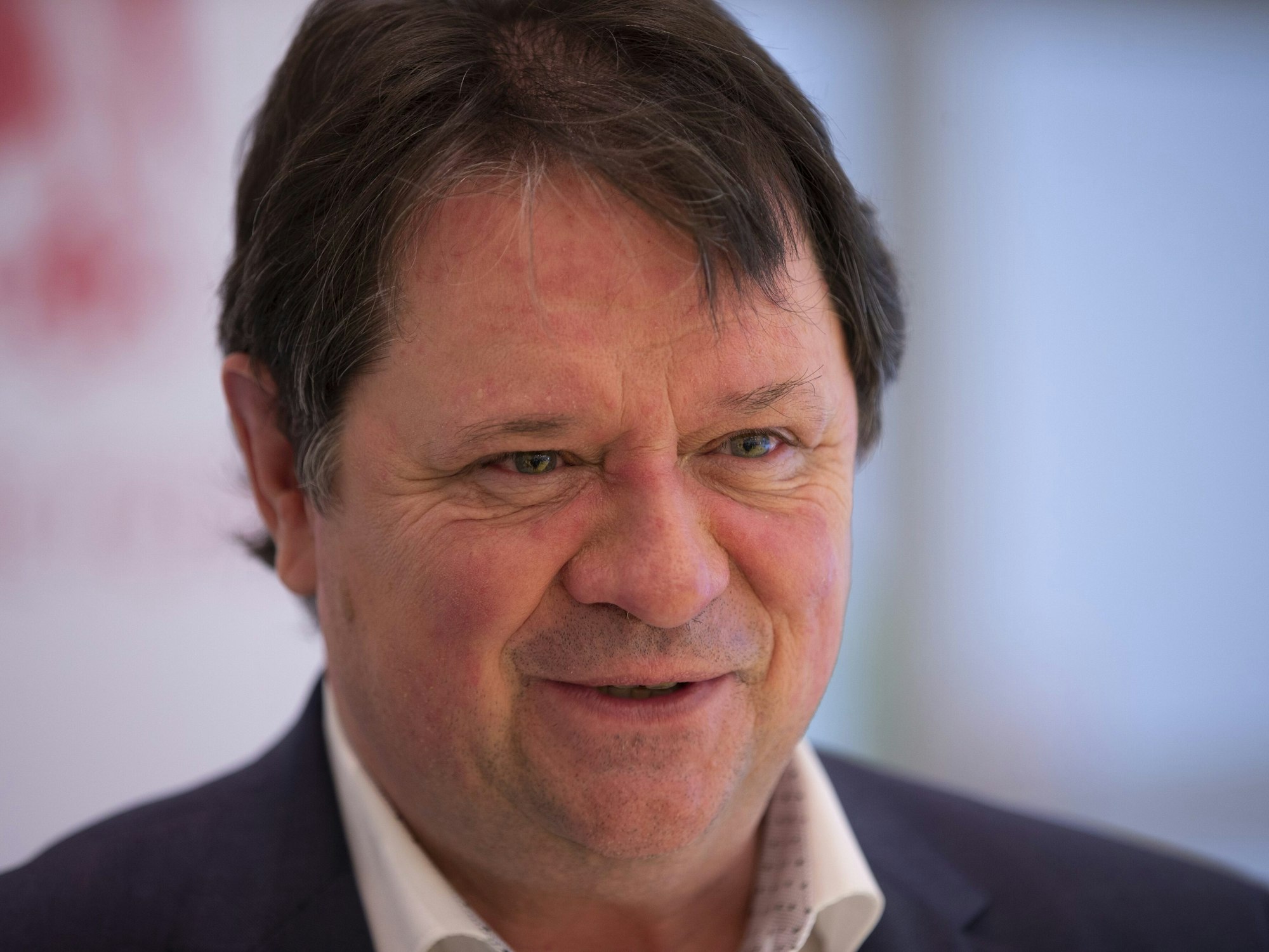 Christoph Minhoff (62), Hauptgeschäftsführer des Lebensmittelverbands Deutschland sowie des Dachverbands der deutschen Lebensmittelindustrie (BVE), bei der Pressekonferenz zur Anuga 2021.