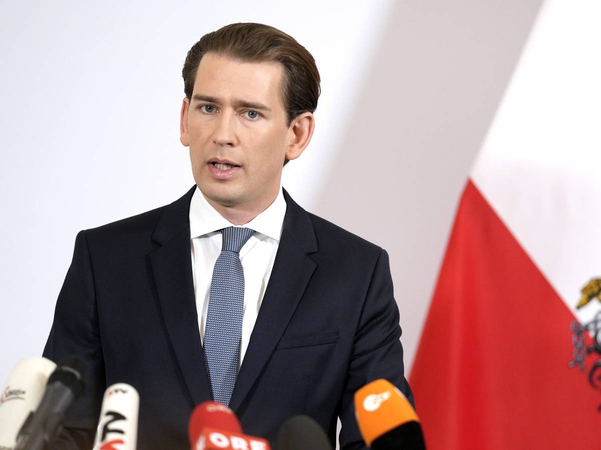 Österreichs Bundeskanzler, am 8. Oktober 2021 bei einer Presseerklärung in Wien, ist am Samstagabend (9. Oktober 2021) zurückgetreten.