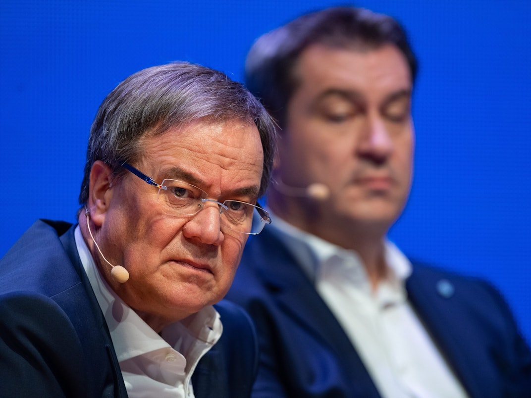 Markus Söder schoss in seiner Rede immer wieder gegen Armin Laschet (hier ein Fotos vom April 2019).