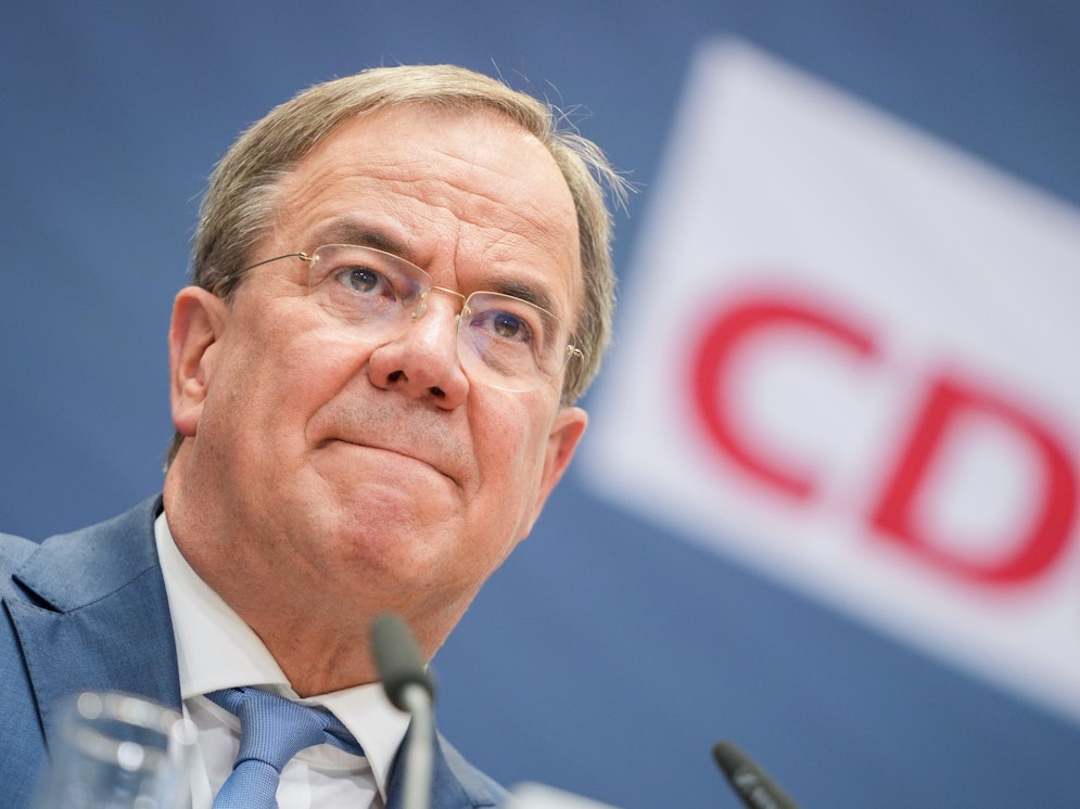 Armin Laschet, Unions-Kanzlerkandidat, CDU-Bundesvorsitzender und Ministerpräsident von Nordrhein-Westfalen, stellt am 13.09.2021 nach den Gremiensitzungen seiner Partei im Konrad-Adenauer-Haus das CDU-"Sofortprogramm" für die Bundestagswahl vor.