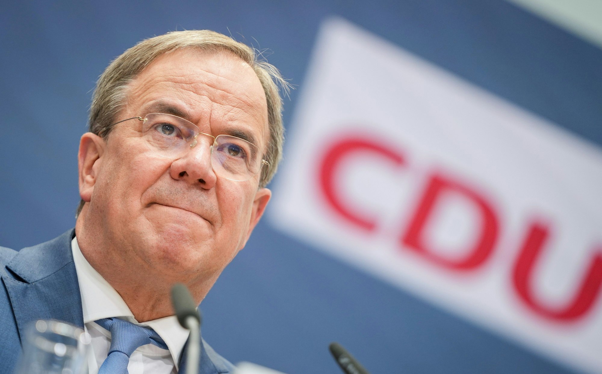 Armin Laschet, Unions-Kanzlerkandidat, CDU-Bundesvorsitzender und Ministerpräsident von Nordrhein-Westfalen, stellt am 13.09.2021 nach den Gremiensitzungen seiner Partei im Konrad-Adenauer-Haus das CDU-"Sofortprogramm" für die Bundestagswahl vor.