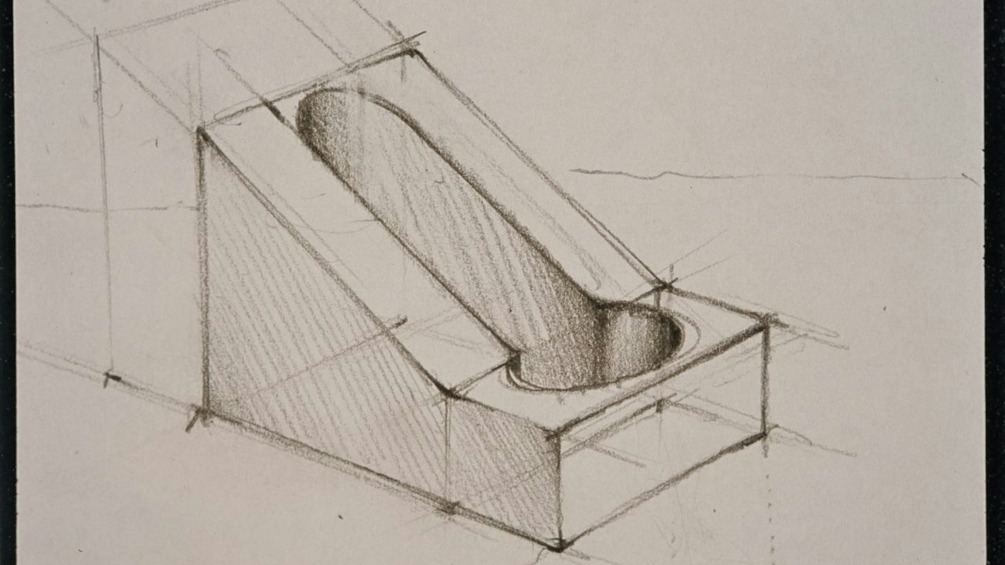 Skizze zur Erfindung der schrägen Toilette vom Kölner Design-Professor Martin Rendel.