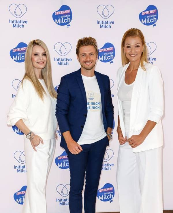 Mirja du Mont, Joern Schloenvoigt and Franziska van Almsick im Supercandy Pop-up Museum Köln.