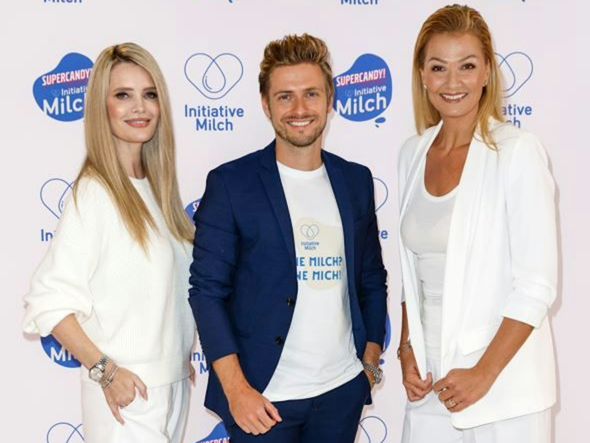 Mirja du Mont, Joern Schloenvoigt and Franziska van Almsick im Supercandy Pop-up Museum Köln.