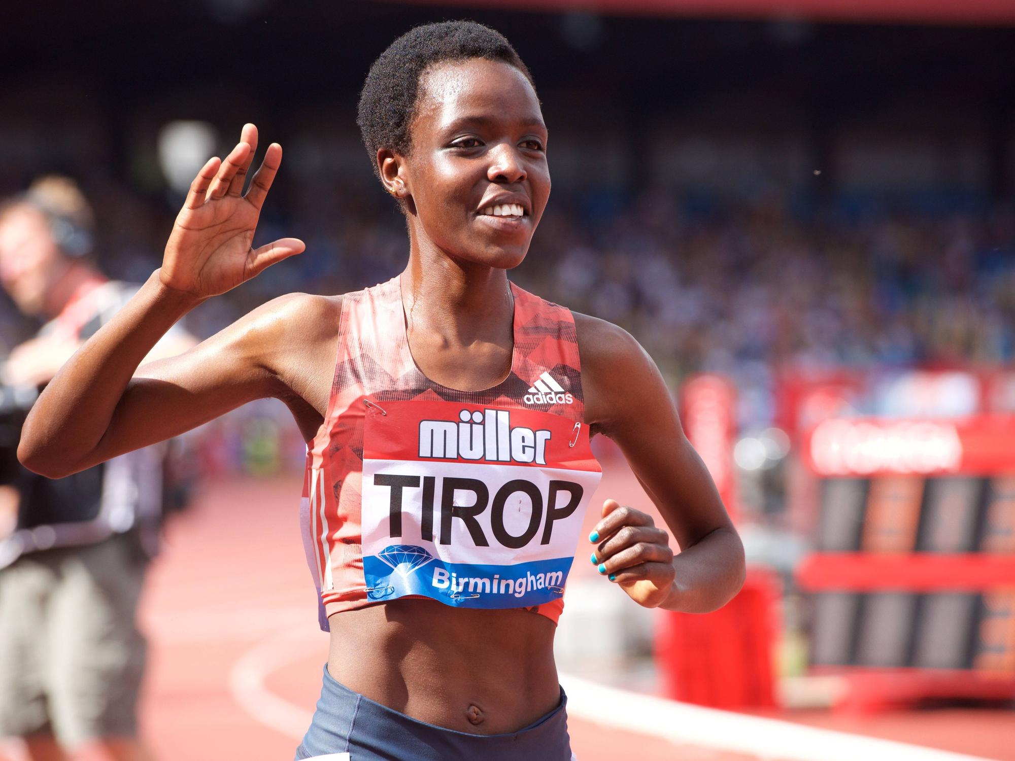 Agnes Jebet Tirop beim 3000-Meter-Lauf des Müller Grand Prix IAAF Diamond League in Birmingham