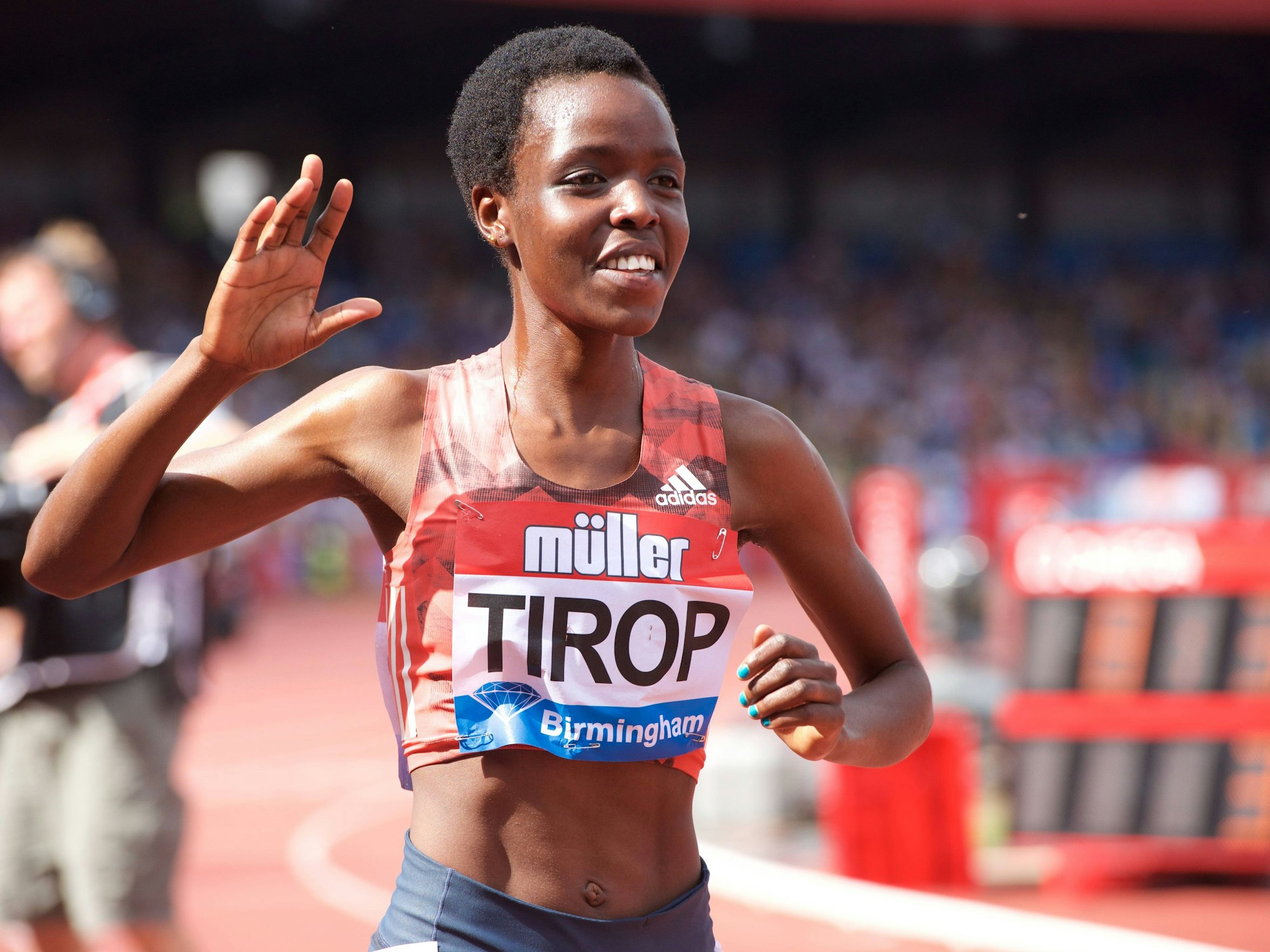 Agnes Jebet Tirop beim 3000-Meter-Lauf des Müller Grand Prix IAAF Diamond League in Birmingham