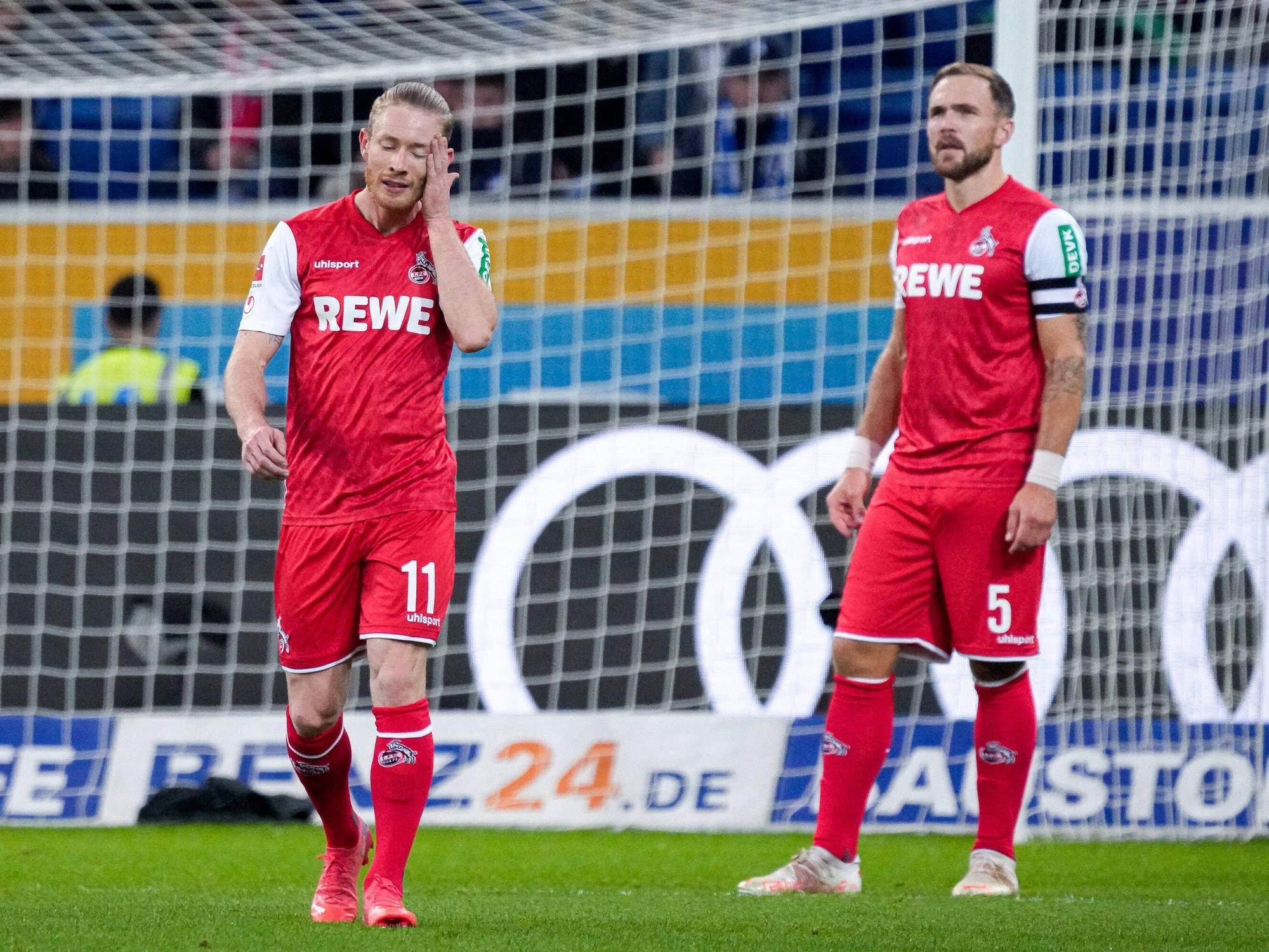 Rafael Czichos und Florian Kainz verlieren mit dem 1. FC Köln gegen die TSG Hoffenheim.