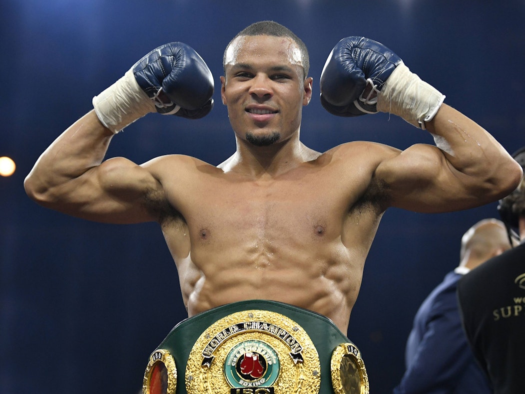 Jubelpose von Boxer Chris Eubank junior nach seinem Sieg über Avni Yildirim