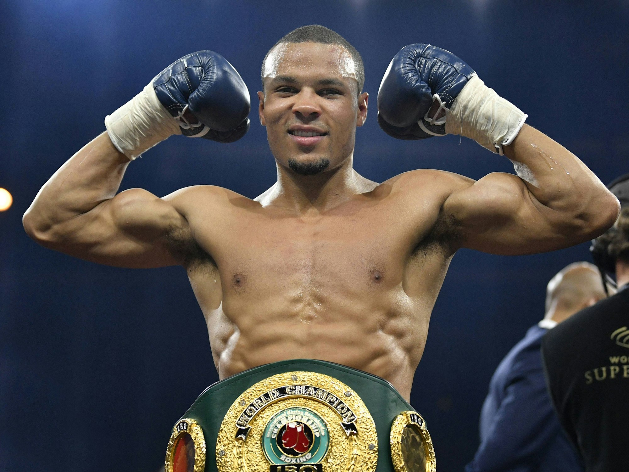 Jubelpose von Boxer Chris Eubank junior nach seinem Sieg über Avni Yildirim