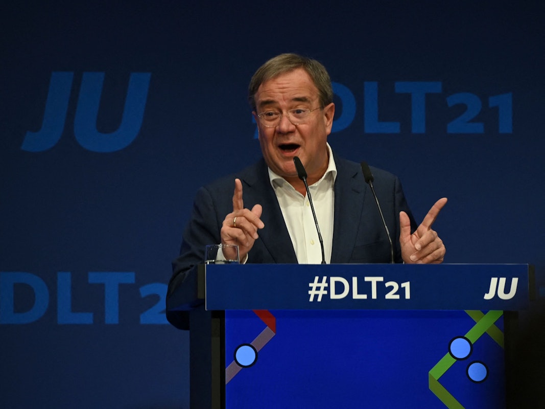 Armin Laschet sprach am 16. Oktober 2021 in Münster beim Deutschlandtag der Jungen Union.