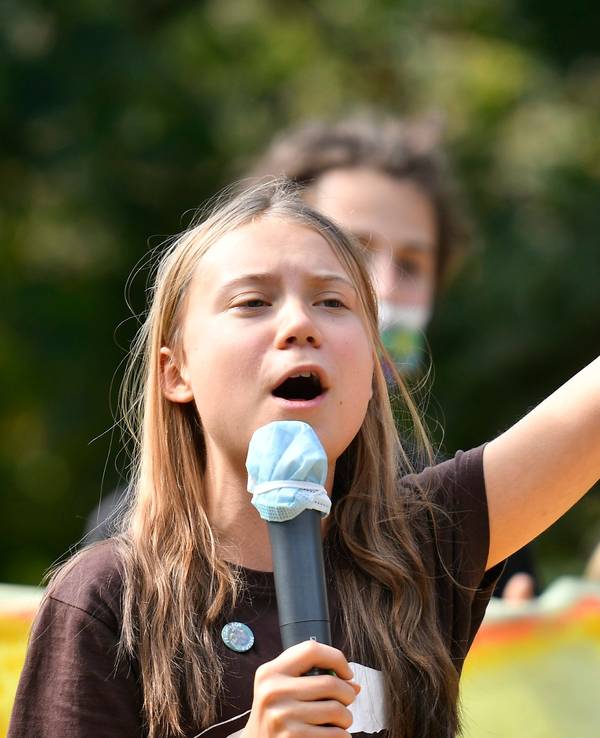 Greta Thunberg spricht am 01.10.2021 auf einer Klima-Konferenz in Mailand.