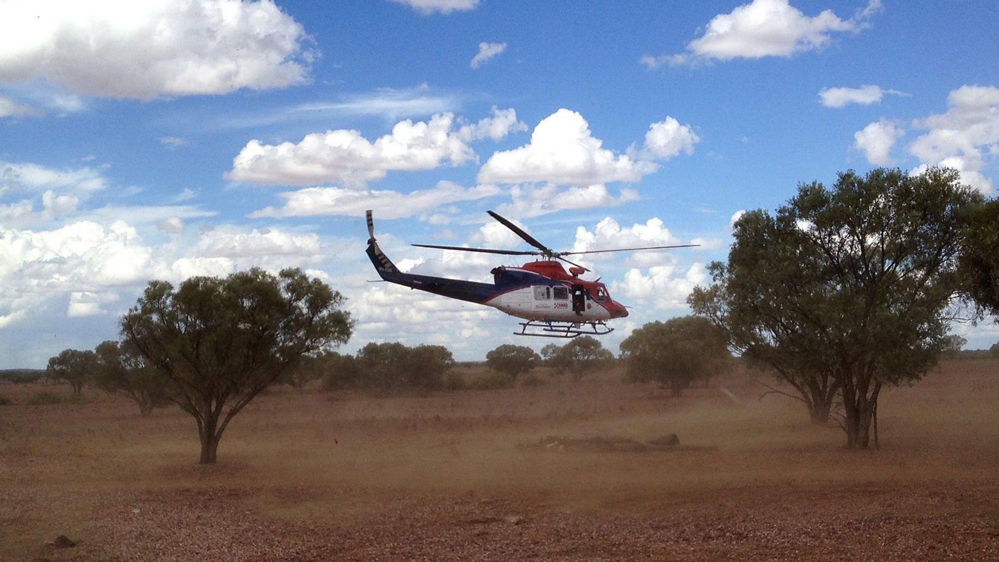 Unser Symbolfoto von Februar 2013 zeigt einen Rettungshubschrauber, der im Queensland Outback abhebt.