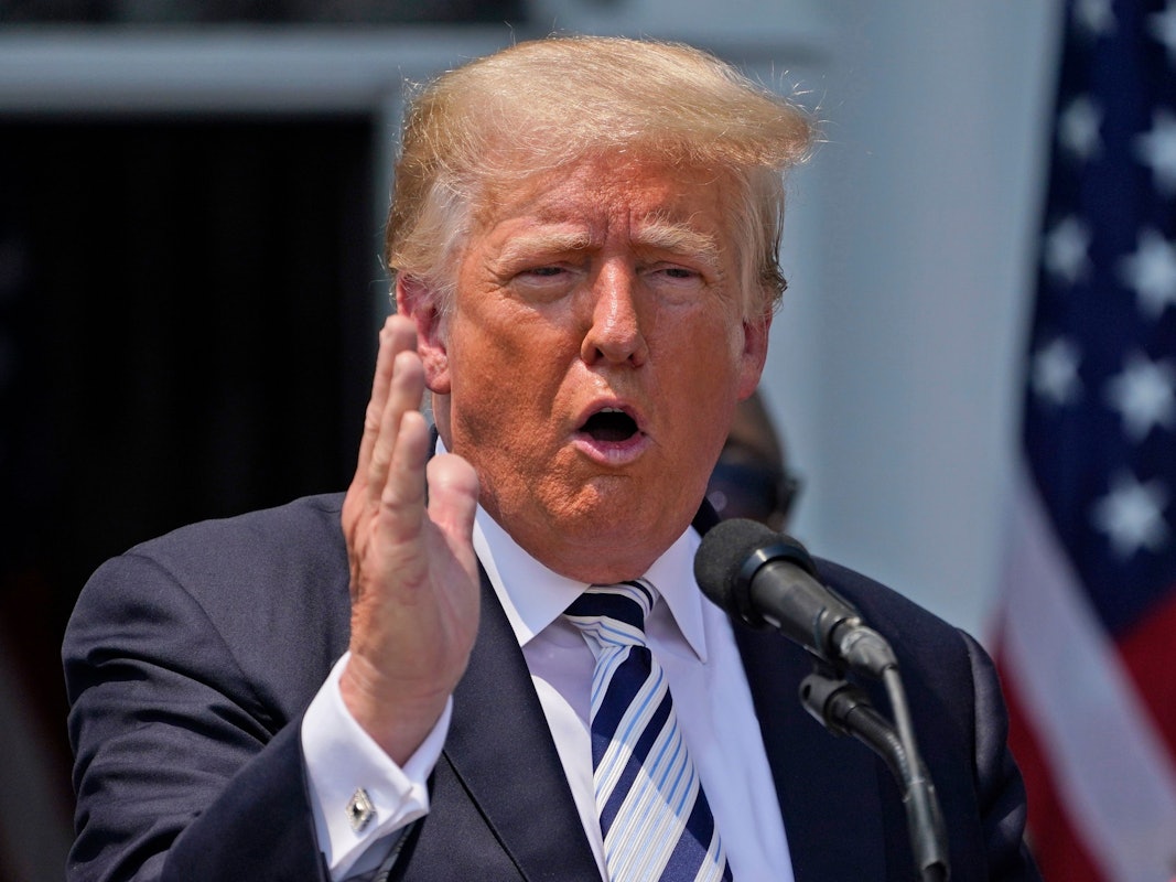 Donald Trump, ehemaliger Präsident der USA, spricht im Juli 2021 im Trump National Golf Club.