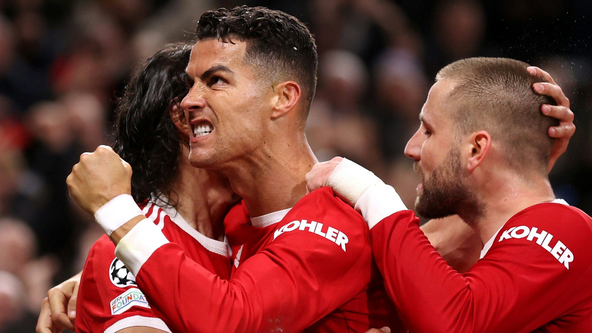 Cristiano Ronaldo bejubelt ein Tor mit Manchester United.