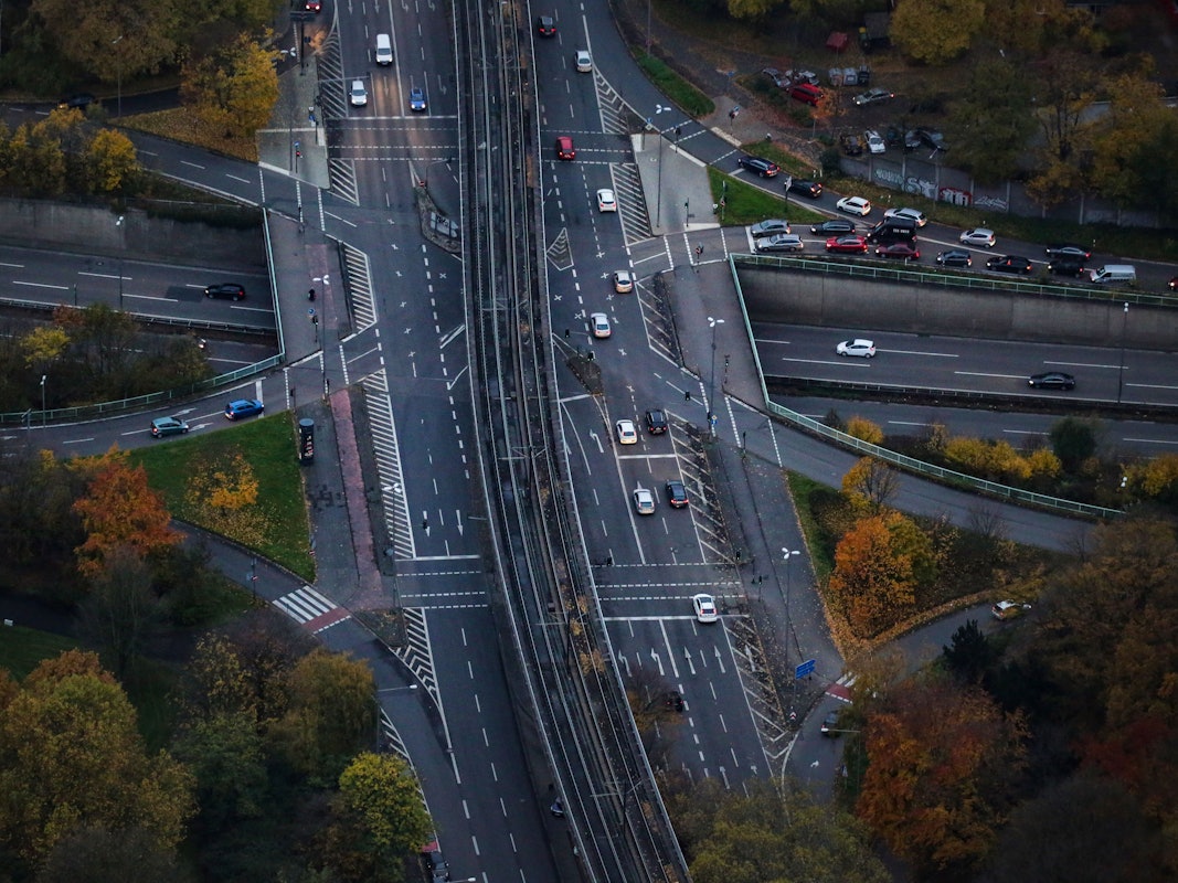 Der Parkgürtel in Köln aus der Luft.