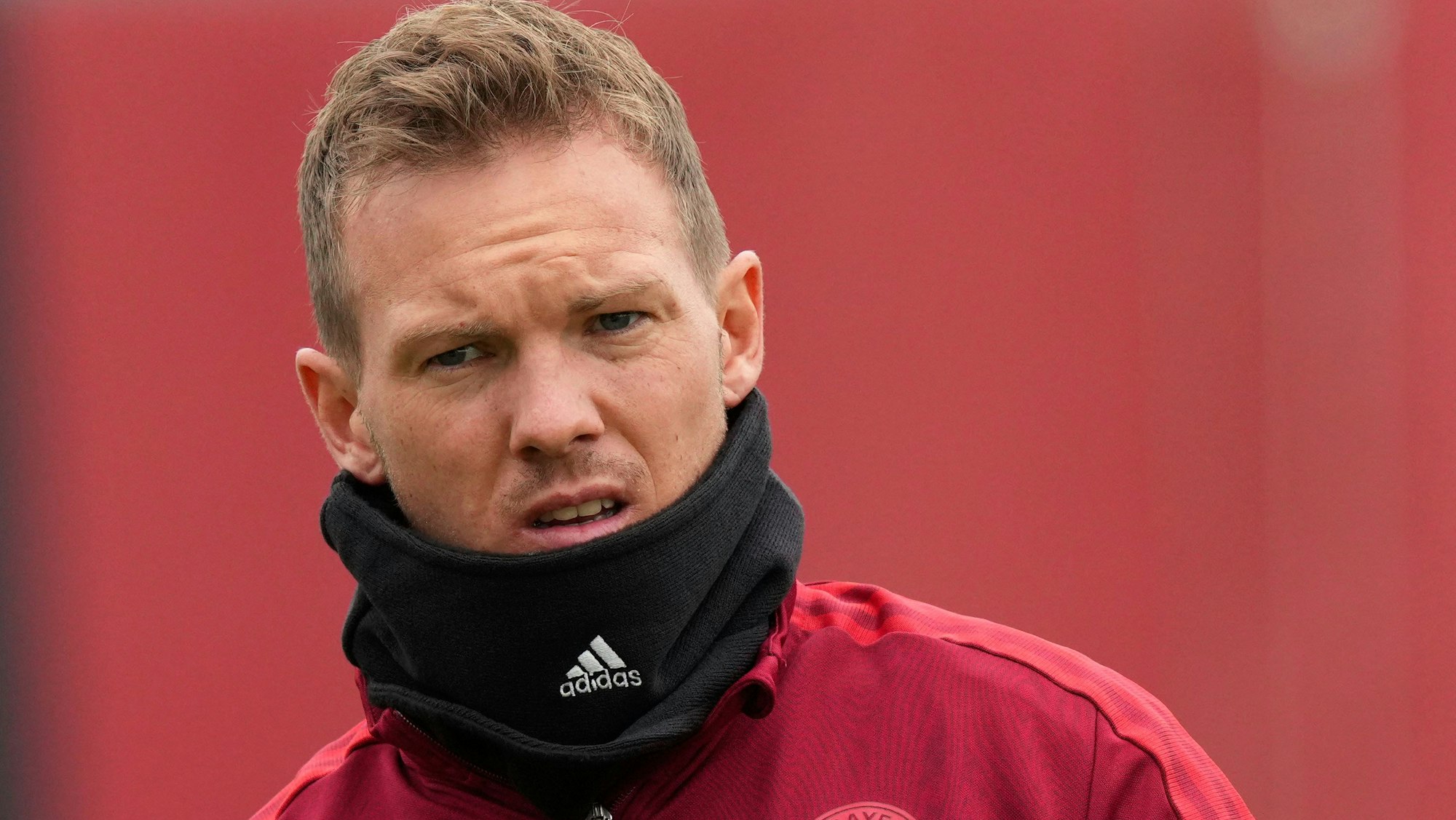 Bayern-Trainer Julian Nagelsmann bei seinem letzten Training vor seiner Corona-Infektion.