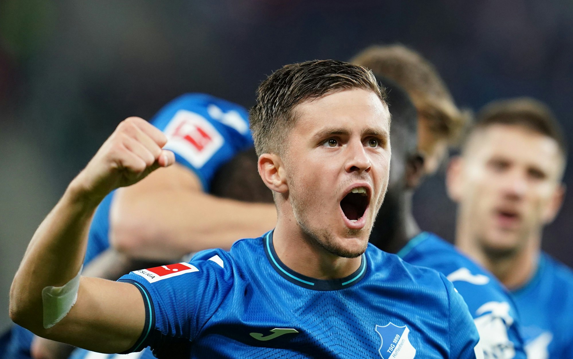 Hoffenheims Christoph Baumgartner jubelt über das 3:0 gegen den 1. FC Köln