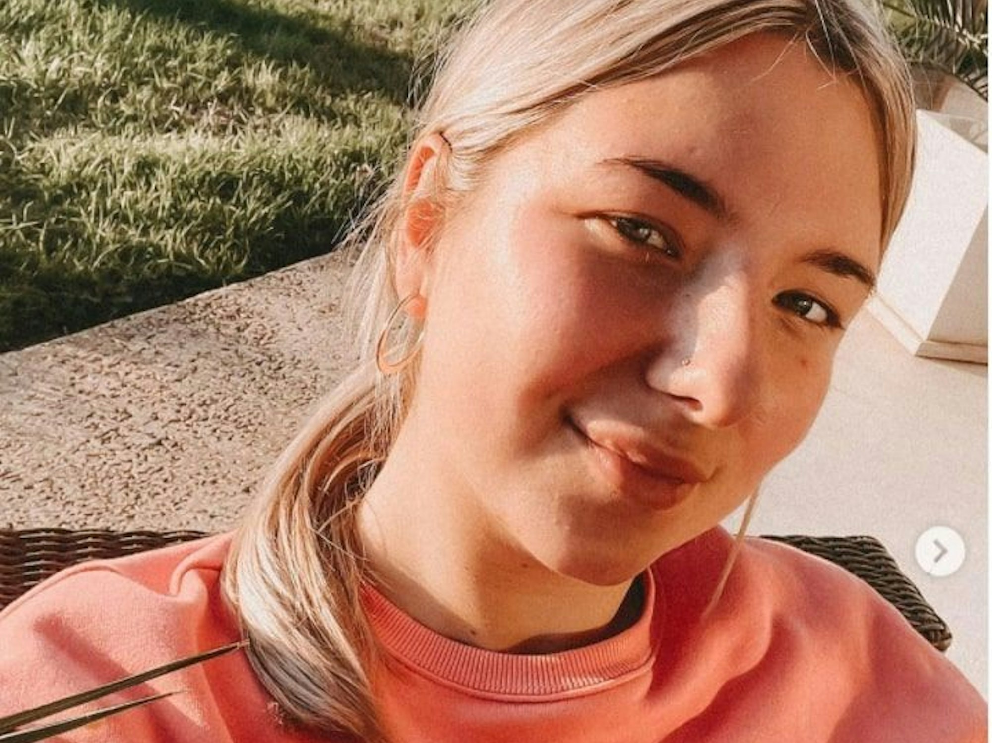 Der Screenshot zeigt ein Selfie von Joelina Karabas, dass sie am 16. Oktober 2021 auf Mallorca gemacht und auf Instagram gestellt hat.