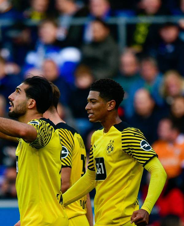 Emre Can jubelt mit Jude Bellingham über sein Tor für den BVB