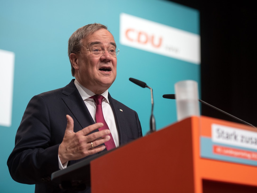 Armin Laschet, Ministerpräsident und Landesparteivorsitzender, spricht zu den Delegierten auf dem Landesparteitag der CDU Nordrhein-Westfalen.