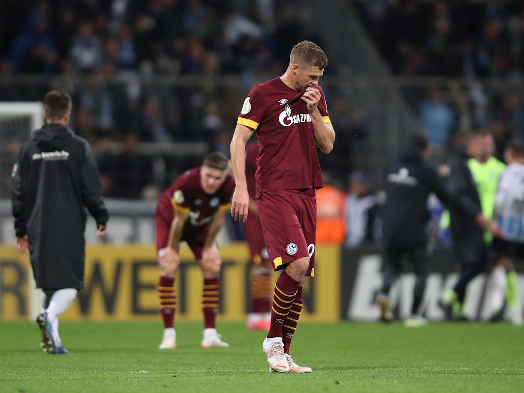 Simon Terodde (FC Schalke 04) nach dem Pokal-Aus bei 1860 München.