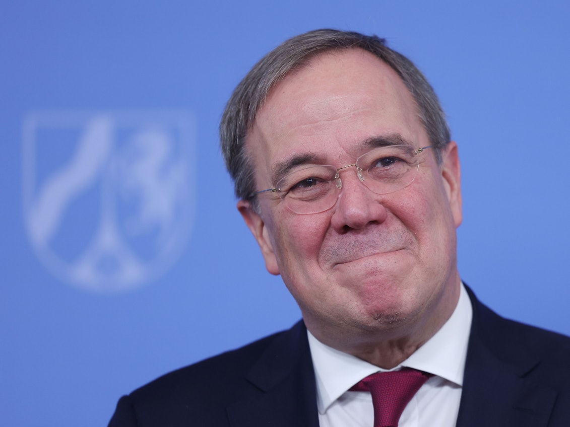 Armin Laschet (CDU), Ministerpräsident von Nordrhein-Westfalen, spricht auf der Pressekonferenz nach der Ministerpräsidentenkonferenz.