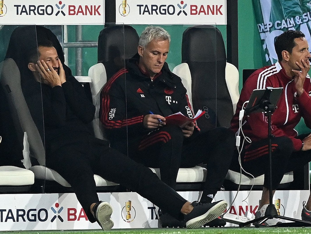 Hasan Salihamidzic und Dino Toppmöller vom FC Bayern München auf der Bank.