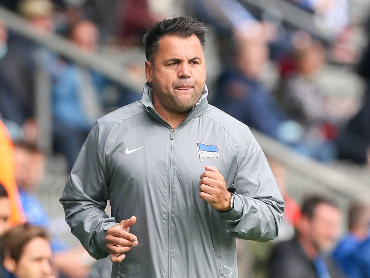 Herthas U23-Co-Trainer Levent Selim bei einem Spiel.