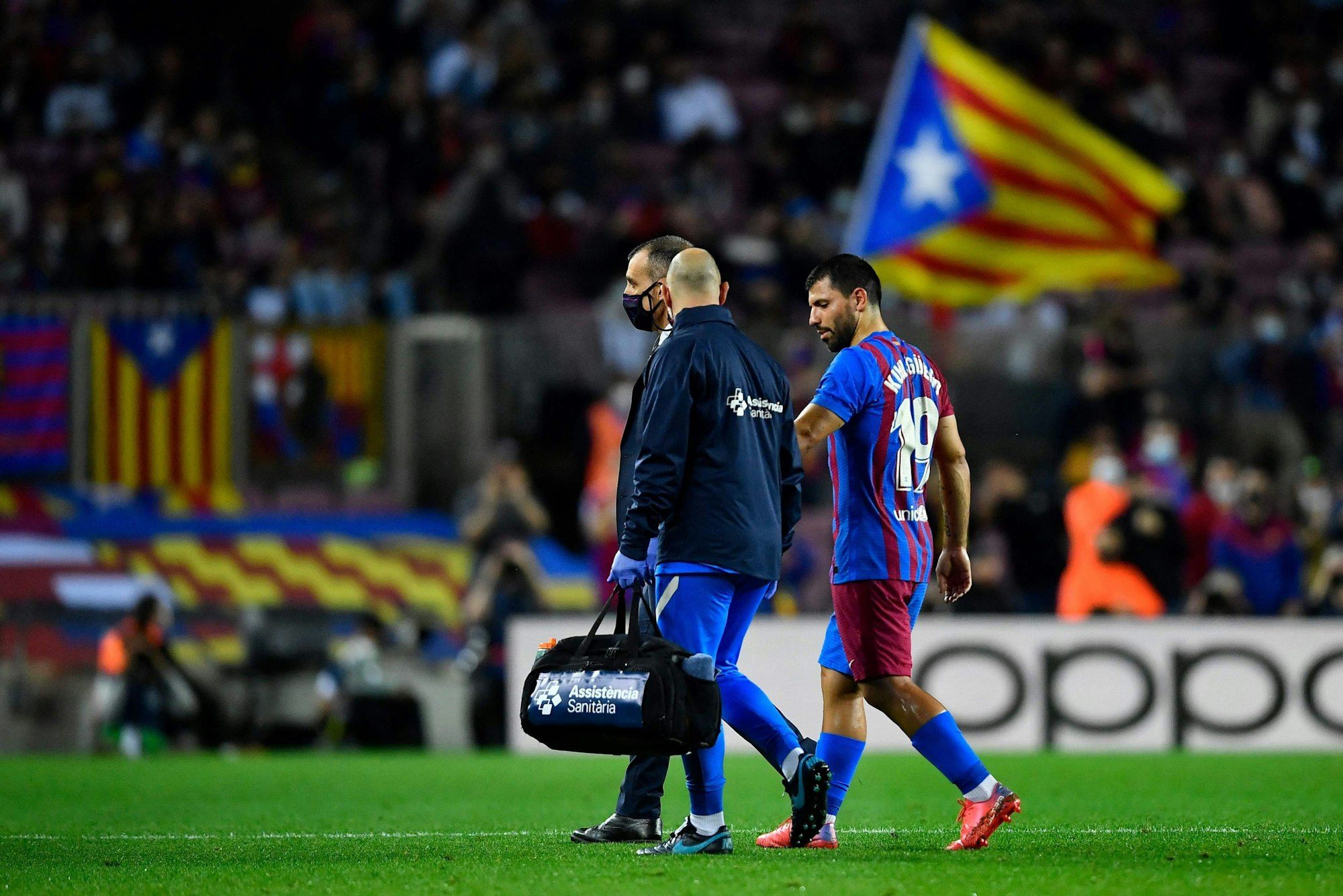 Barca-Star Kun Agüero bei seinem bislang letzten Spiel gegen Deportivo Alavés im Camp Nou