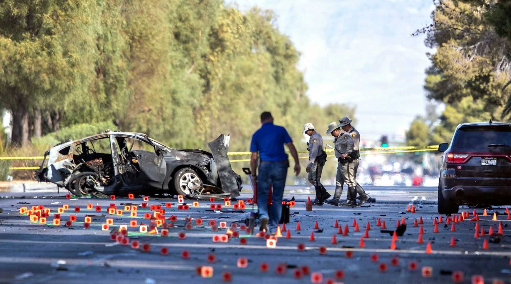 Die Unfallstelle in Las Vegas wird von der Polizei abgesperrt.