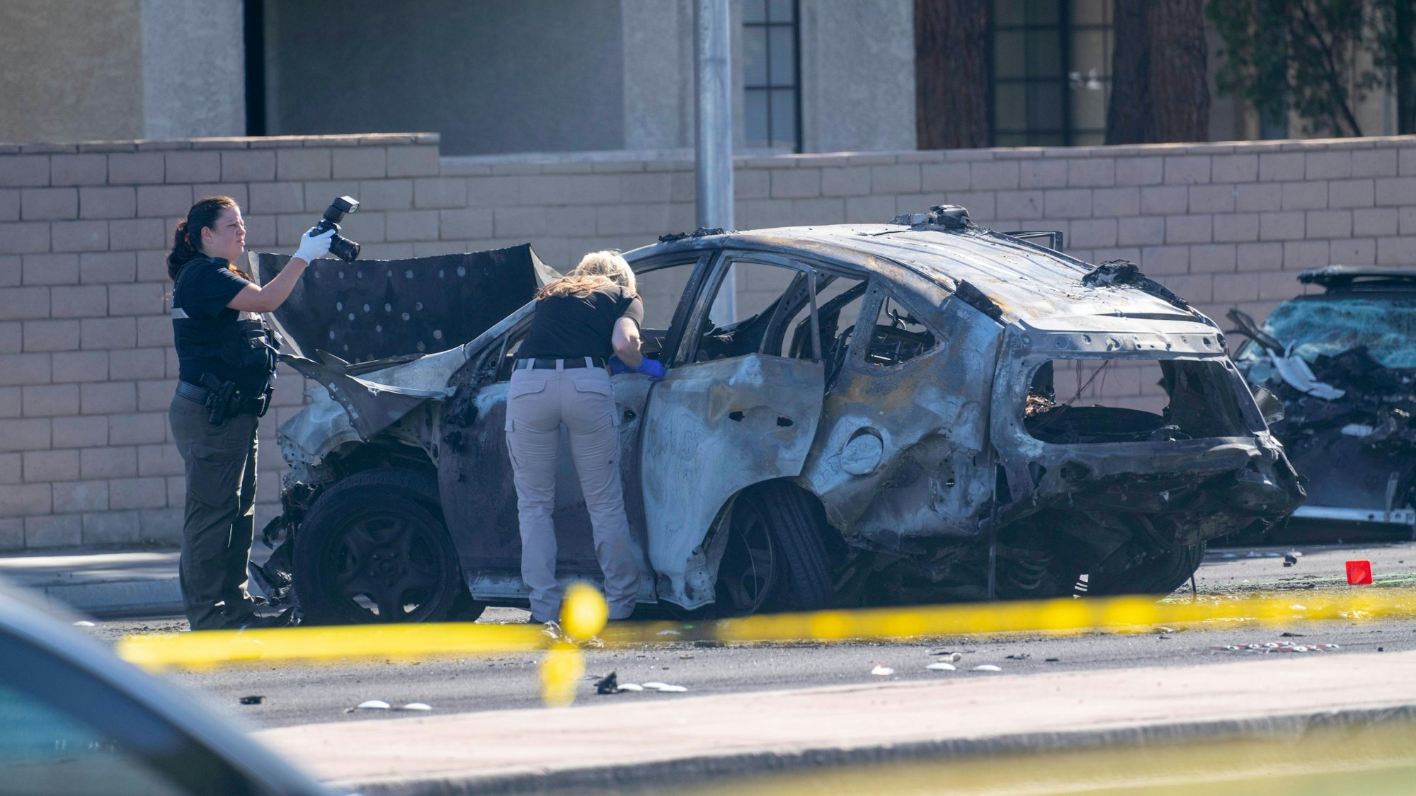 Das ausgebrannte Auto nach dem Unfall mit NFL-Profi Henry Ruggs III.