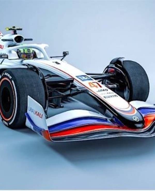 Eine Design-Studie der Formel 1 fürs 2022er Auto in Haas-Farben
