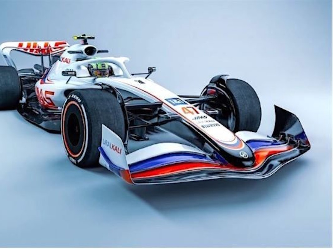 Eine Design-Studie der Formel 1 fürs 2022er Auto in Haas-Farben
