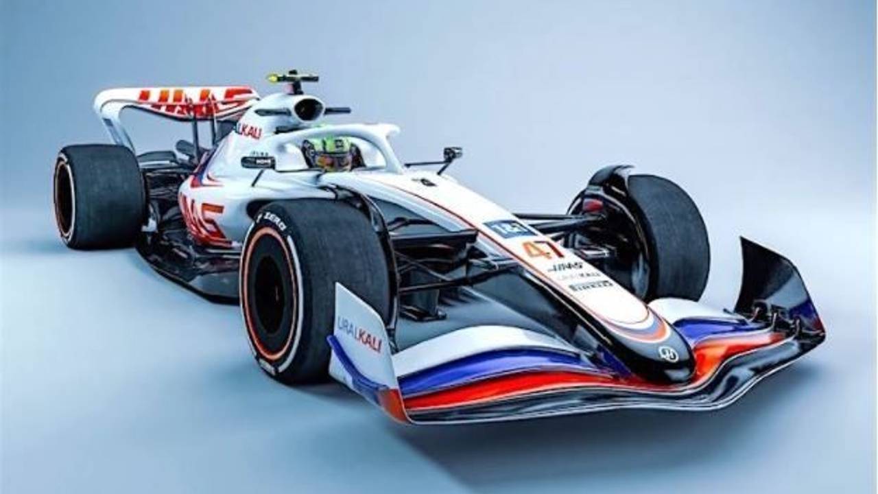 Eine Design-Studie der Formel 1 fürs 2022er Auto in Haas-Farben