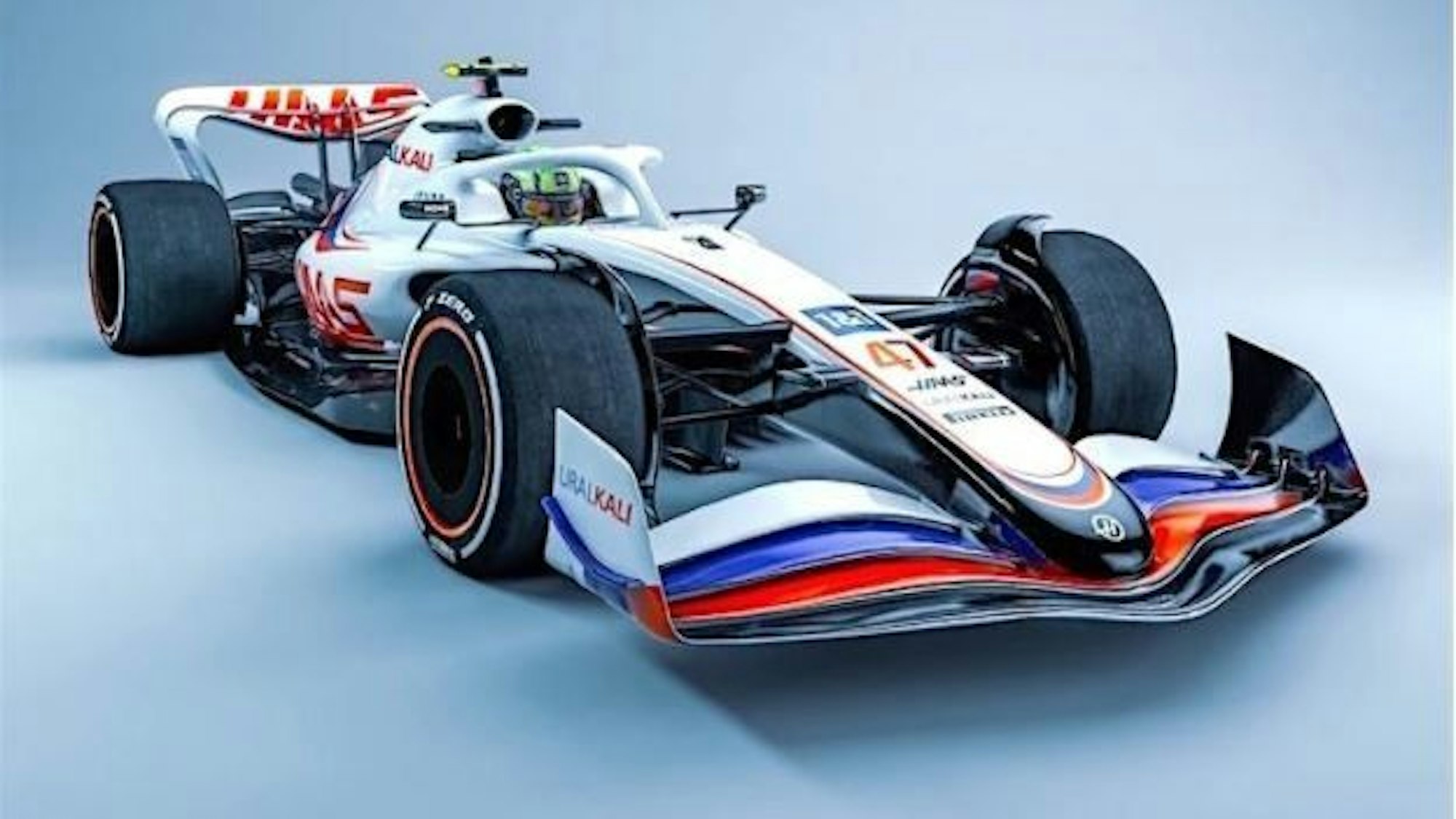 Eine Design-Studie der Formel 1 fürs 2022er Auto in Haas-Farben