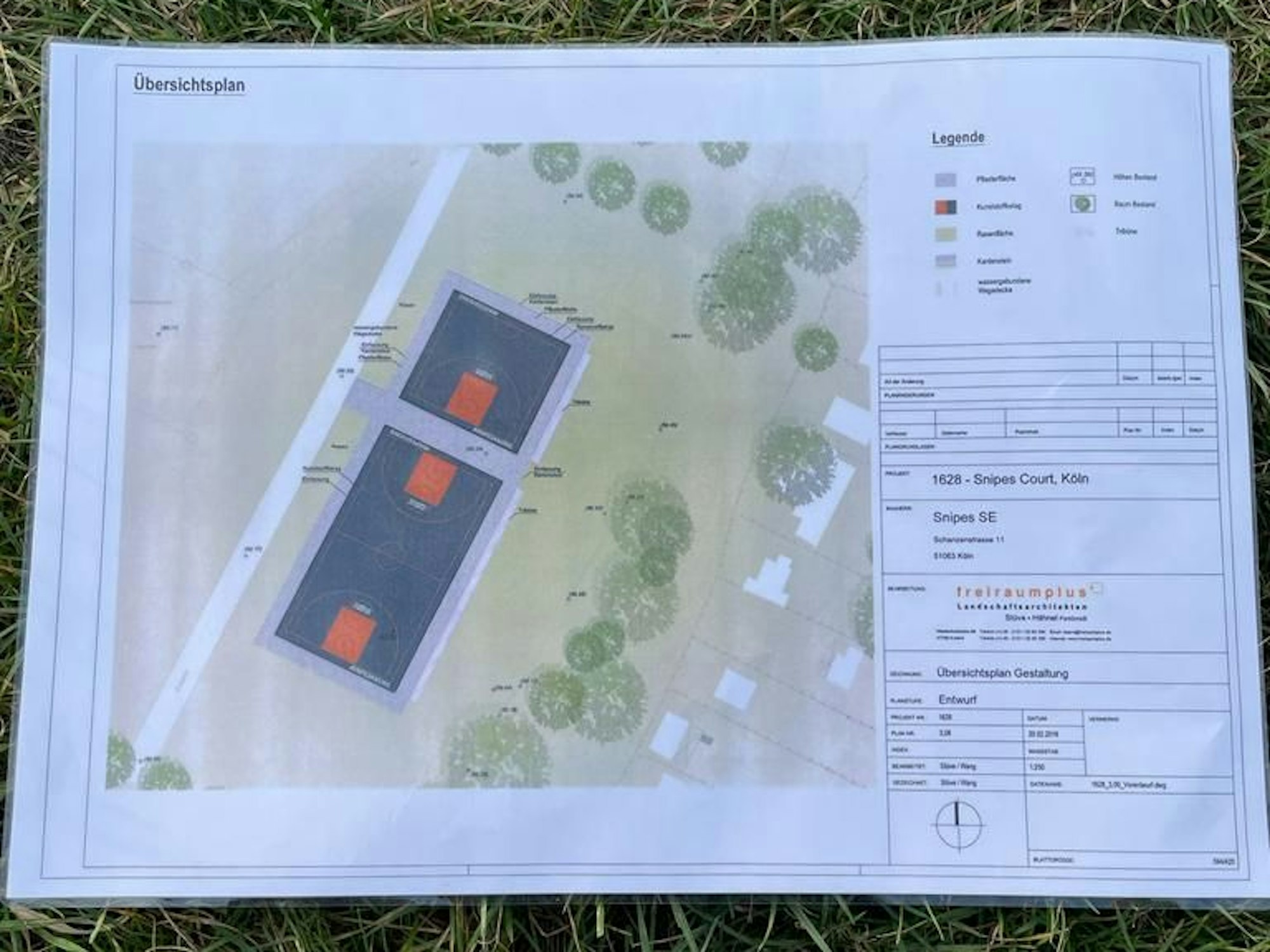 Grundriss des neuen Freiplatzes im Grüngürtel.