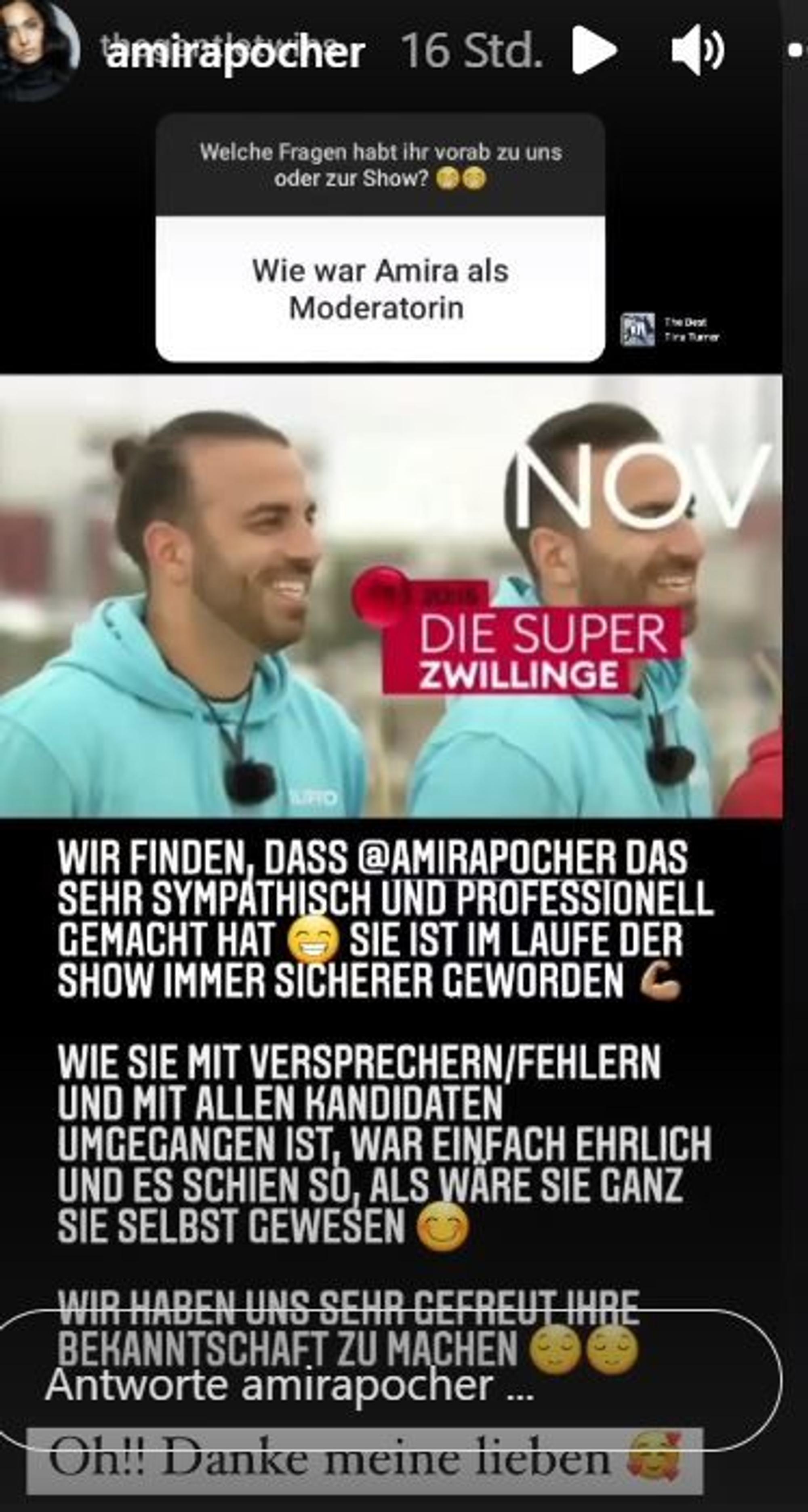 Diese Instagram-Story hat Amira Pocher am 4. November auf Instagram hochgeladen. Der Screenshot dient der Berichterstattung