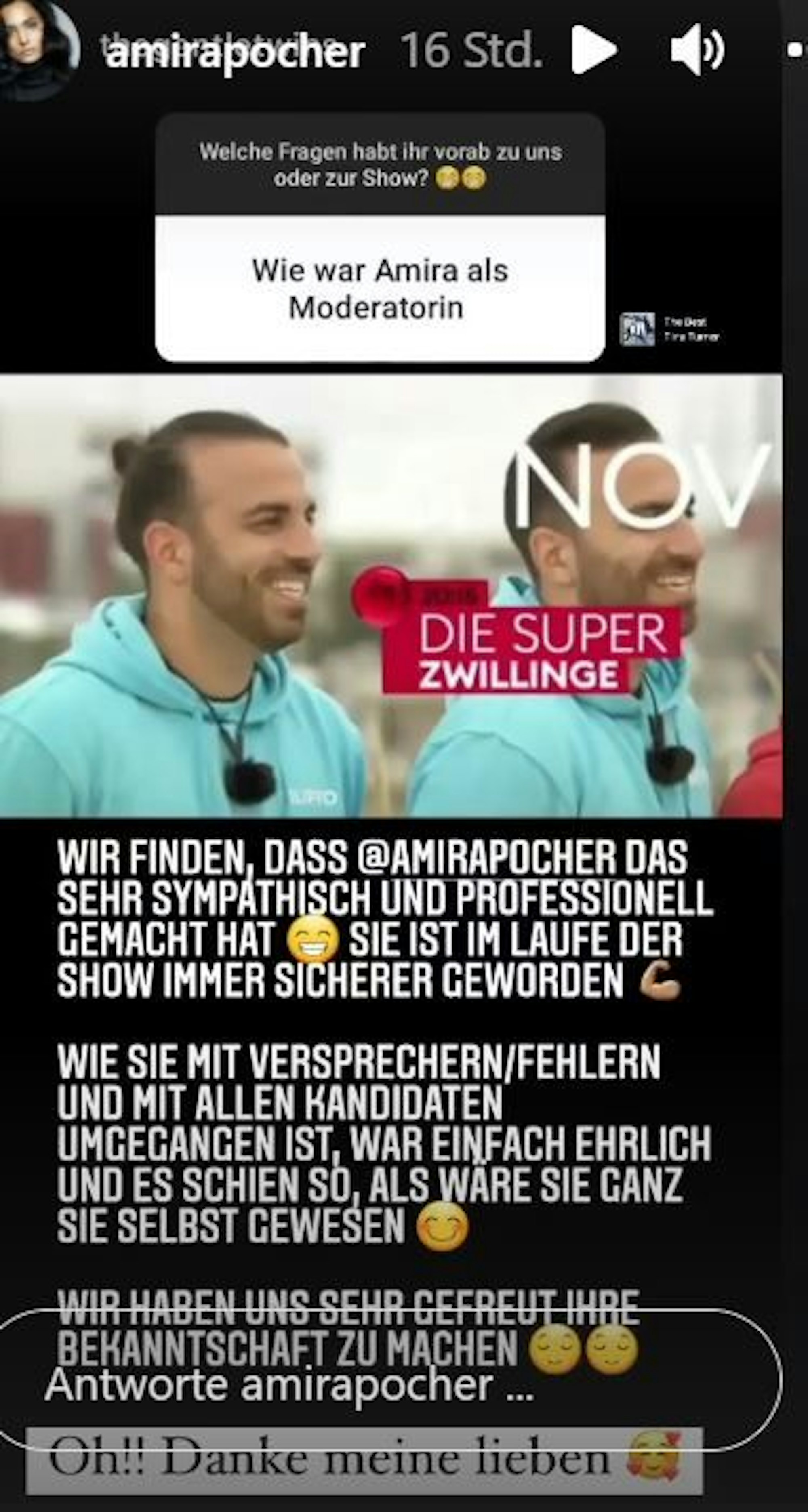Diese Instagram-Story hat Amira Pocher am 4. November auf Instagram hochgeladen. Der Screenshot dient der Berichterstattung
