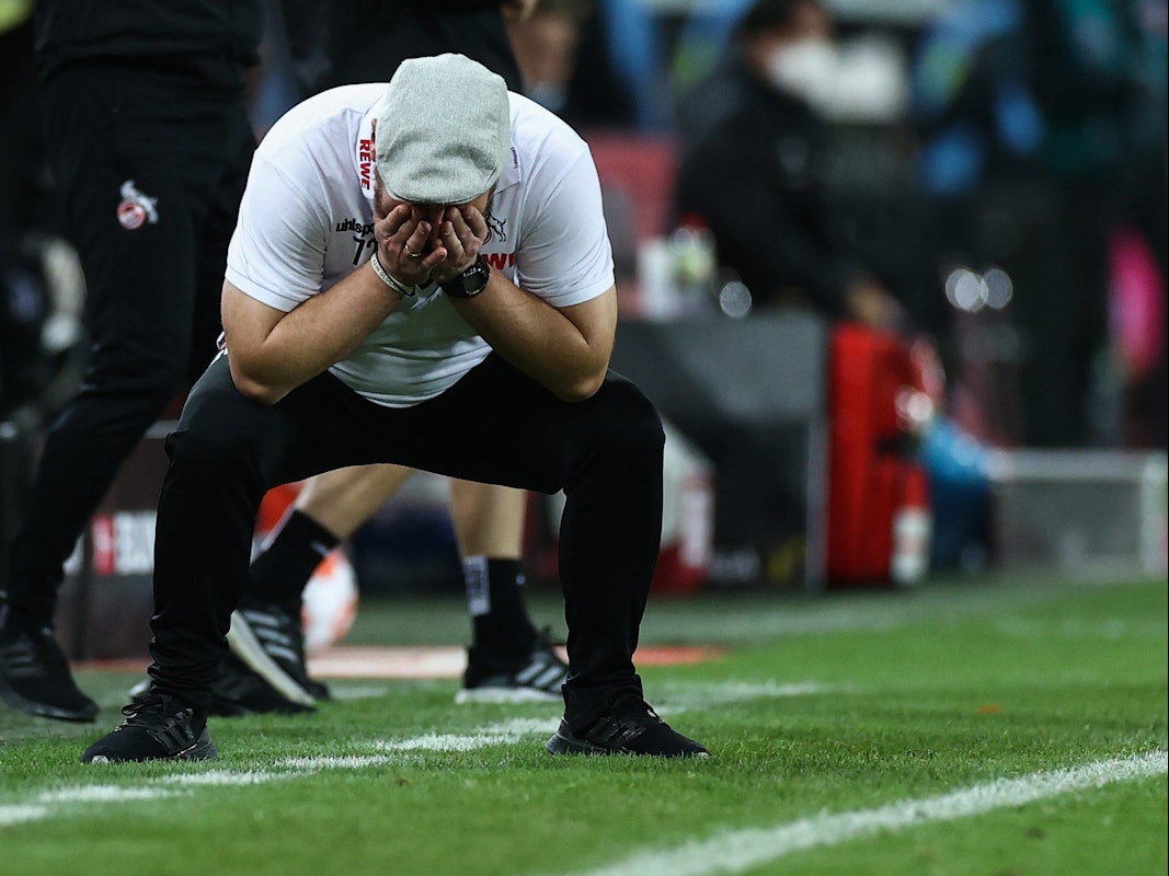 Kölns Trainer Steffen Baumgart reagiert nach 2:2.